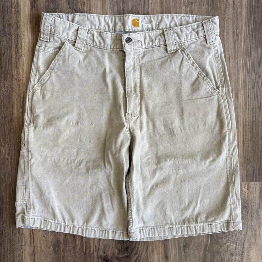 Vintage Carhartt Carpenter Shorts Men's Size 32 Workwear Light Brown Khaki